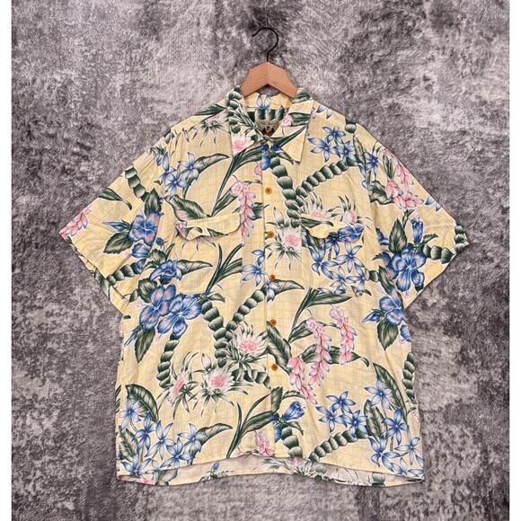 Vintage Reyn Spooner Hawaiian Shirt XL Mens Yellow Hibiscus Floral - Picture 1 of 7